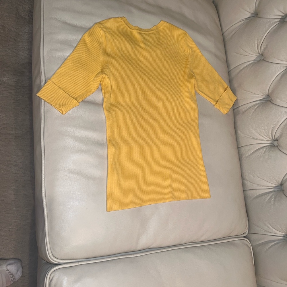 White House Black Market Mustard Knit Top